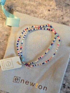 eNewton Beaded Cross Bracelet - Blue, Pink, White Kids Size